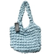 Wholesale - BLUE QUILTED SATCHEL HANDBAG W/TOP ZIPPER C/P 12